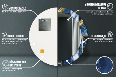 Miroir rond imprimé Marbre moderne