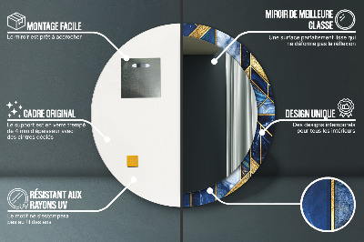 Miroir rond imprimé Marbre moderne