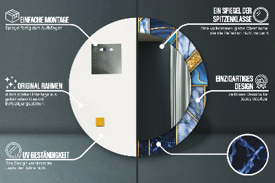 Miroir rond imprimé Marbre moderne