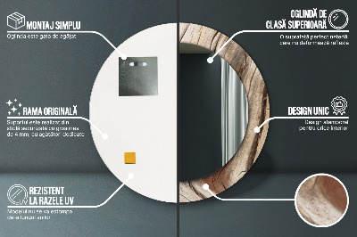 Miroir rond avec décoration Bois fissuré
