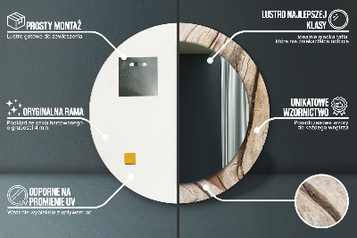 Miroir rond avec décoration Bois fissuré