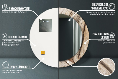 Miroir rond avec décoration Bois fissuré