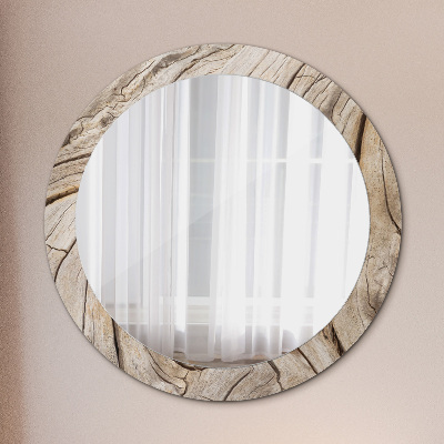 Miroir rond avec décoration Bois fissuré