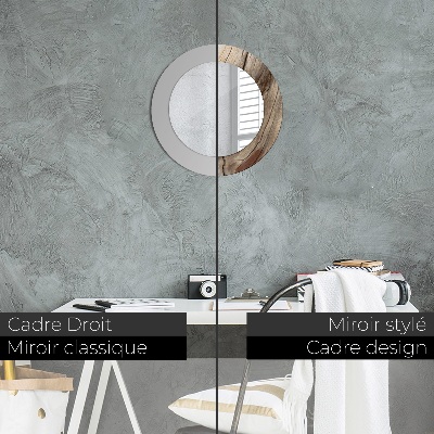 Miroir rond avec décoration Bois fissuré