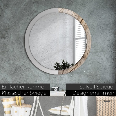 Miroir rond avec décoration Bois fissuré