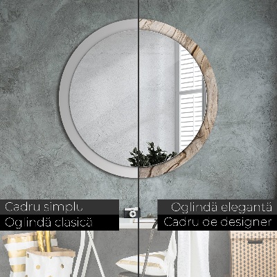 Miroir rond avec décoration Bois fissuré