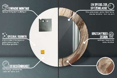 Miroir rond avec décoration Bois fissuré
