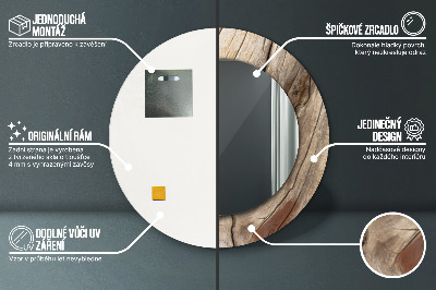 Miroir rond avec décoration Bois fissuré