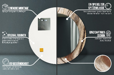 Miroir rond avec décoration Bois fissuré