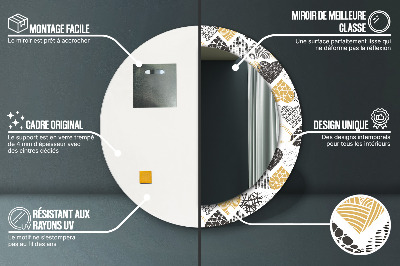 Miroir rond imprimé Coeurs griffonnés