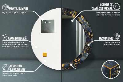 Miroir rond avec décoration Marbre hexagonal
