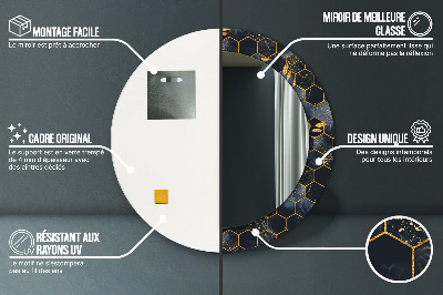 Miroir rond avec décoration Marbre hexagonal