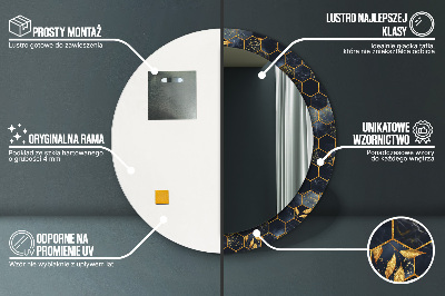 Miroir rond avec décoration Marbre hexagonal