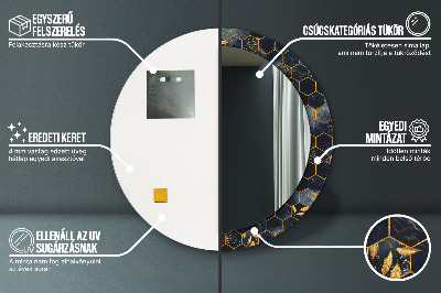 Miroir rond avec décoration Marbre hexagonal