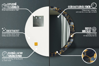 Miroir rond avec décoration Marbre hexagonal