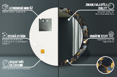 Miroir rond avec décoration Marbre hexagonal