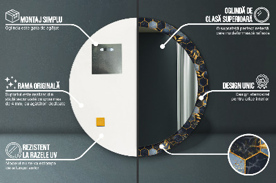 Miroir rond avec décoration Marbre hexagonal