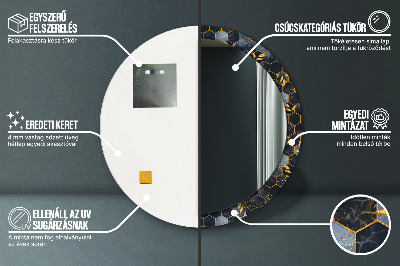 Miroir rond avec décoration Marbre hexagonal