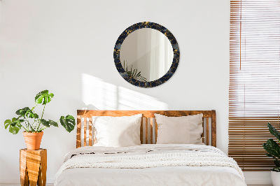 Miroir rond avec décoration Marbre hexagonal