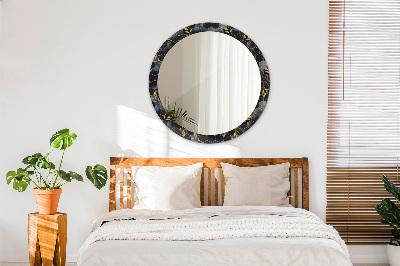 Miroir rond avec décoration Marbre hexagonal