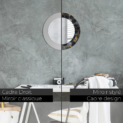 Miroir rond avec décoration Marbre hexagonal