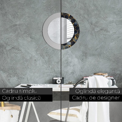 Miroir rond avec décoration Marbre hexagonal