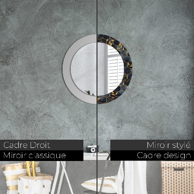 Miroir rond avec décoration Marbre hexagonal