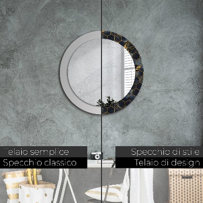 Miroir rond avec décoration Marbre hexagonal