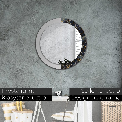 Miroir rond avec décoration Marbre hexagonal