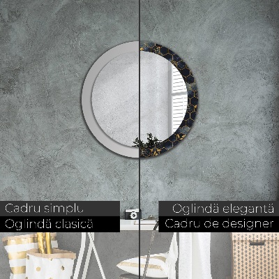 Miroir rond avec décoration Marbre hexagonal