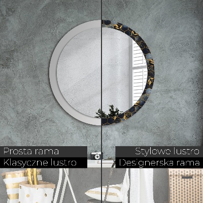 Miroir rond avec décoration Marbre hexagonal