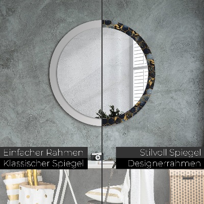 Miroir rond avec décoration Marbre hexagonal