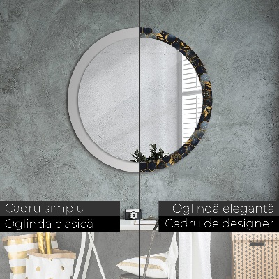 Miroir rond avec décoration Marbre hexagonal