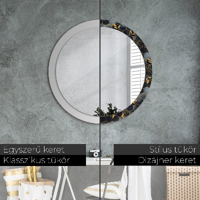 Miroir rond avec décoration Marbre hexagonal