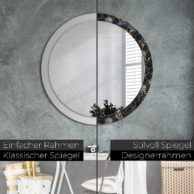 Miroir rond avec décoration Marbre hexagonal