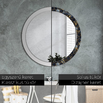 Miroir rond avec décoration Marbre hexagonal
