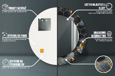 Miroir rond avec décoration Marbre hexagonal