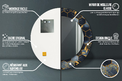 Miroir rond avec décoration Marbre hexagonal