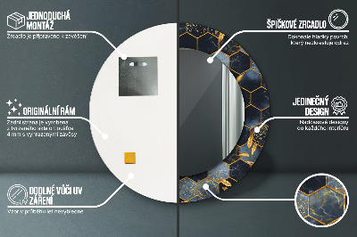 Miroir rond avec décoration Marbre hexagonal