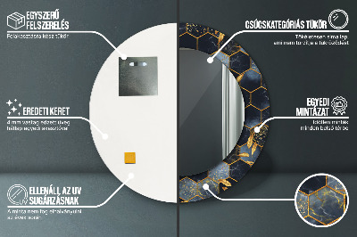 Miroir rond avec décoration Marbre hexagonal