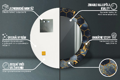 Miroir rond avec décoration Marbre hexagonal