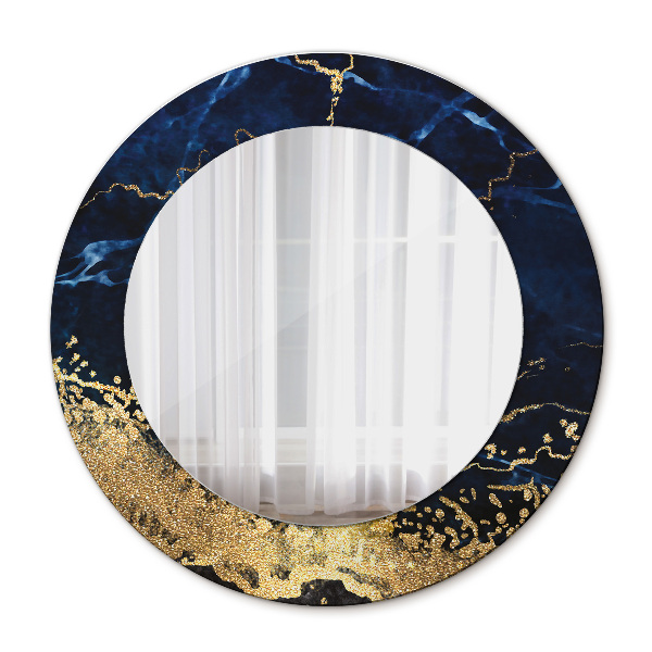 Miroir rond imprimé Marbre bleu