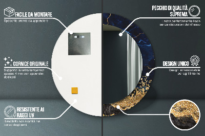 Miroir rond imprimé Marbre bleu