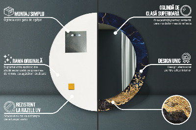 Miroir rond imprimé Marbre bleu