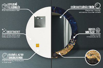 Miroir rond imprimé Marbre bleu