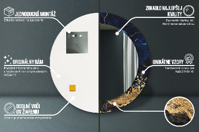 Miroir rond imprimé Marbre bleu