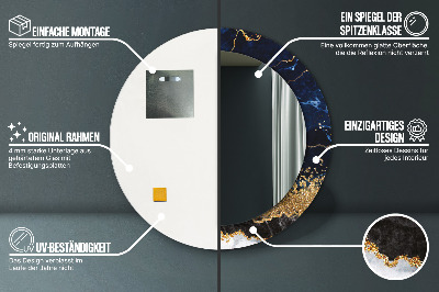 Miroir rond imprimé Marbre bleu
