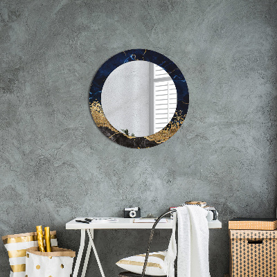 Miroir rond imprimé Marbre bleu