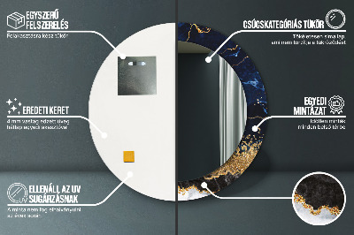 Miroir rond imprimé Marbre bleu