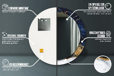 Miroir rond imprimé Marbre bleu